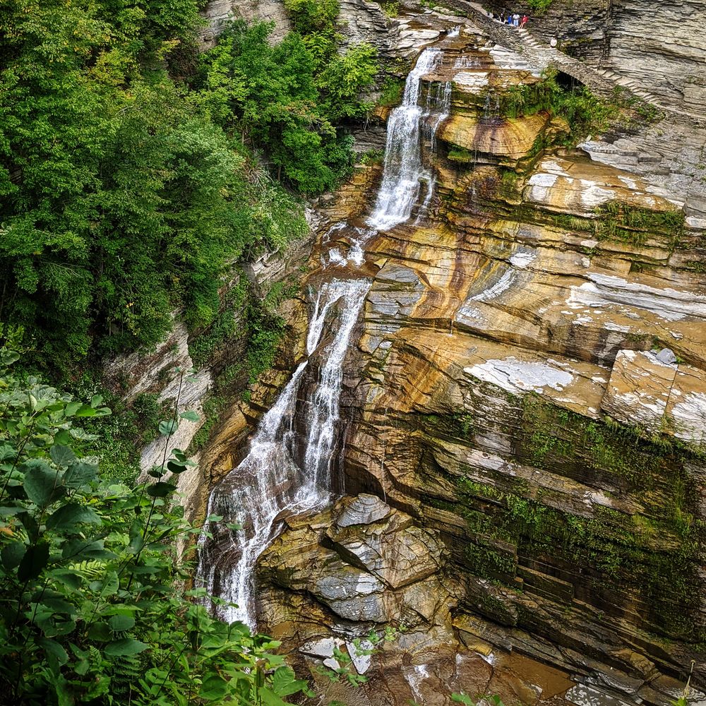 Aerial view of Robert H. Treman State Park's waterfall