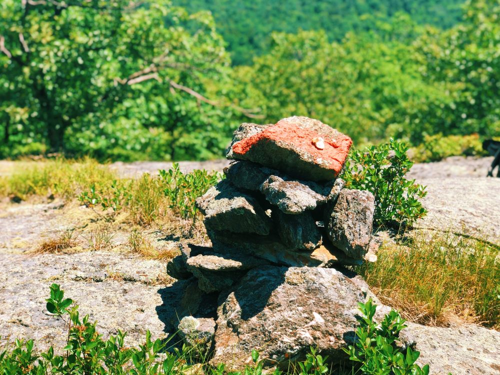 A short stone pile at Iron Mountain Trail.