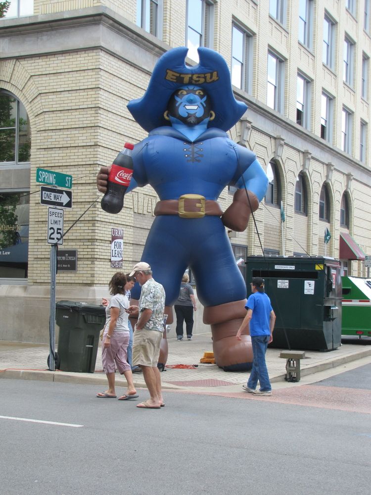 Balloon mascot at the Blue Plum Festival