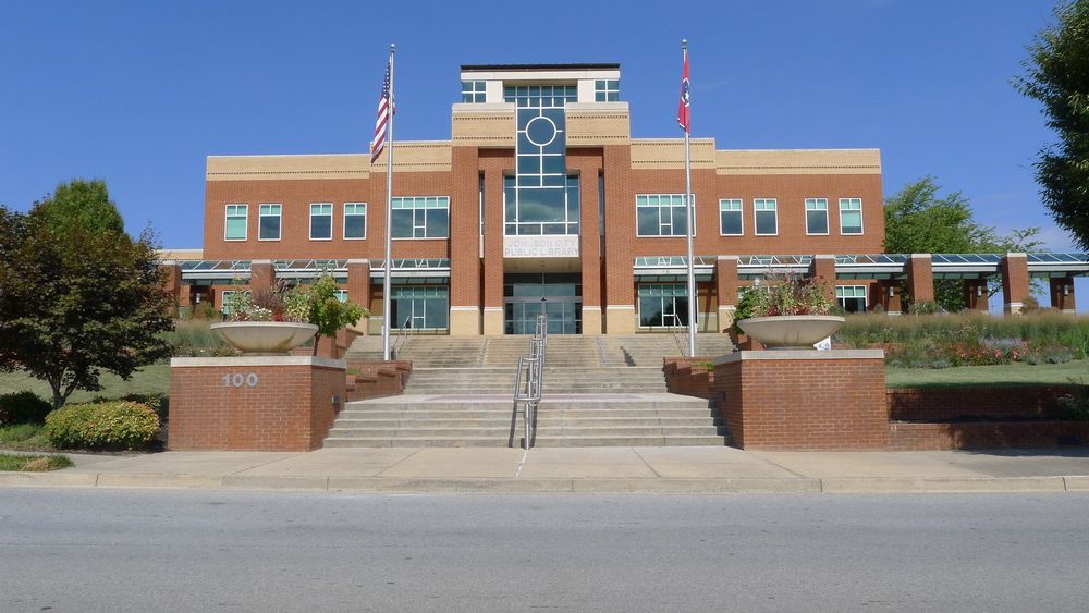 Front view of Johnson City Public Library's exterior