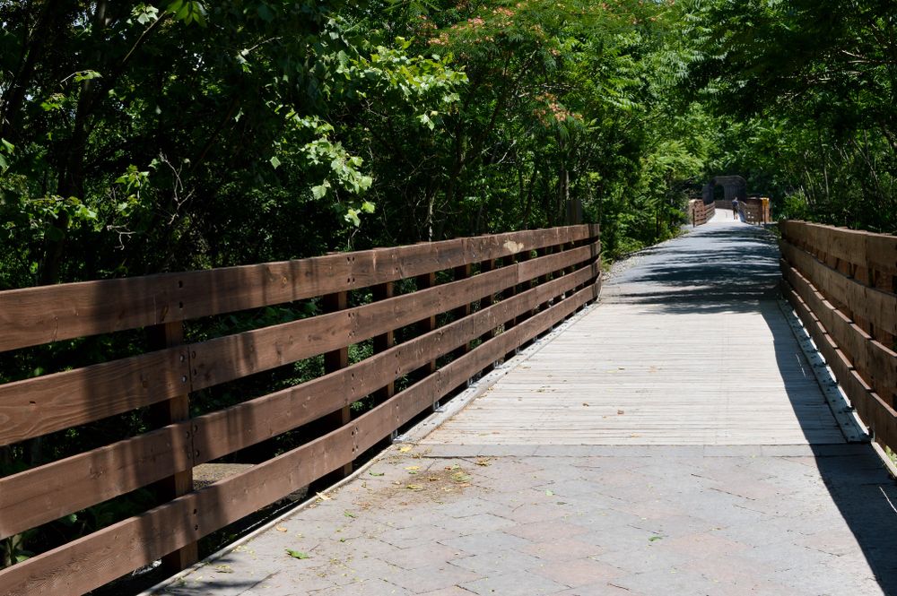 Wooden railings along Tweetsie Trail
