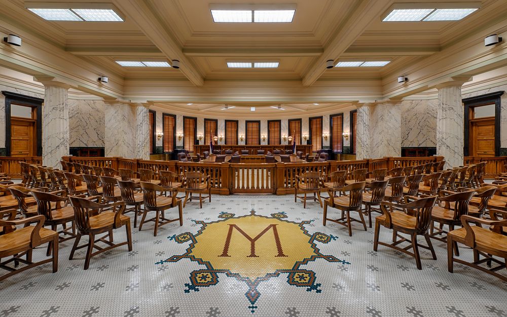 Supreme court chamber in the Mississippi State Capitol