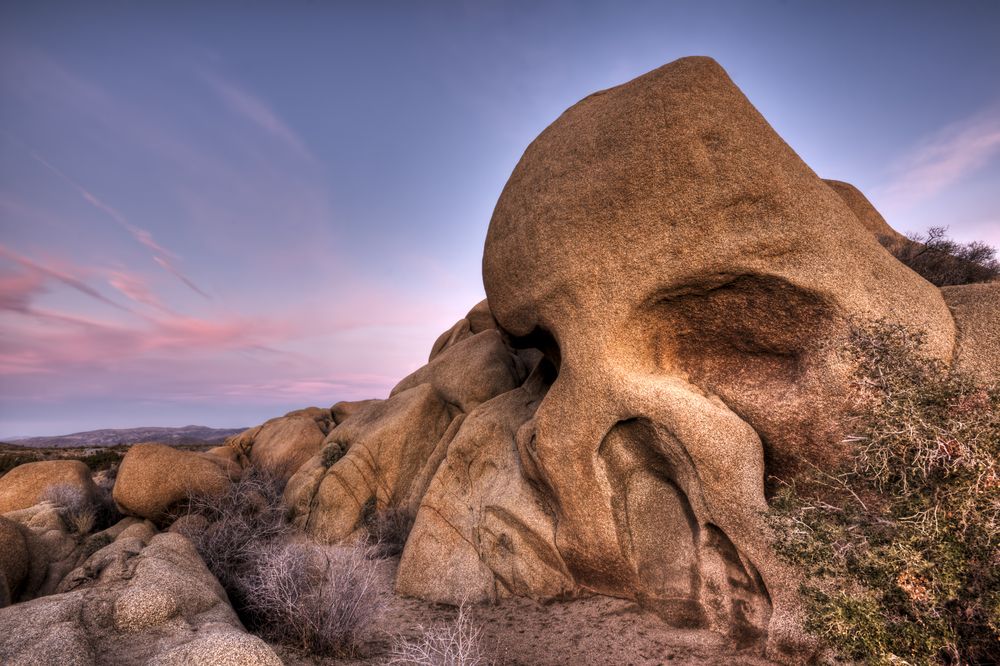 Close view of the unique Skull Rock