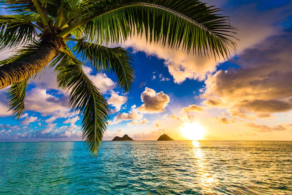 Scenic sunrise at Lanikai Beach