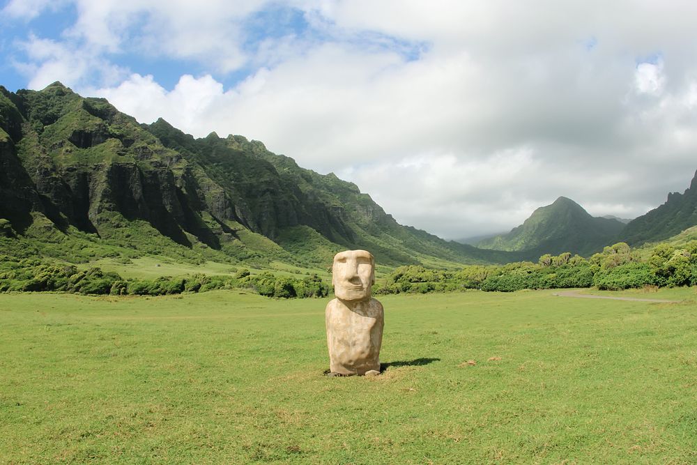 A sculpture in the middle of Kualoa Ranch