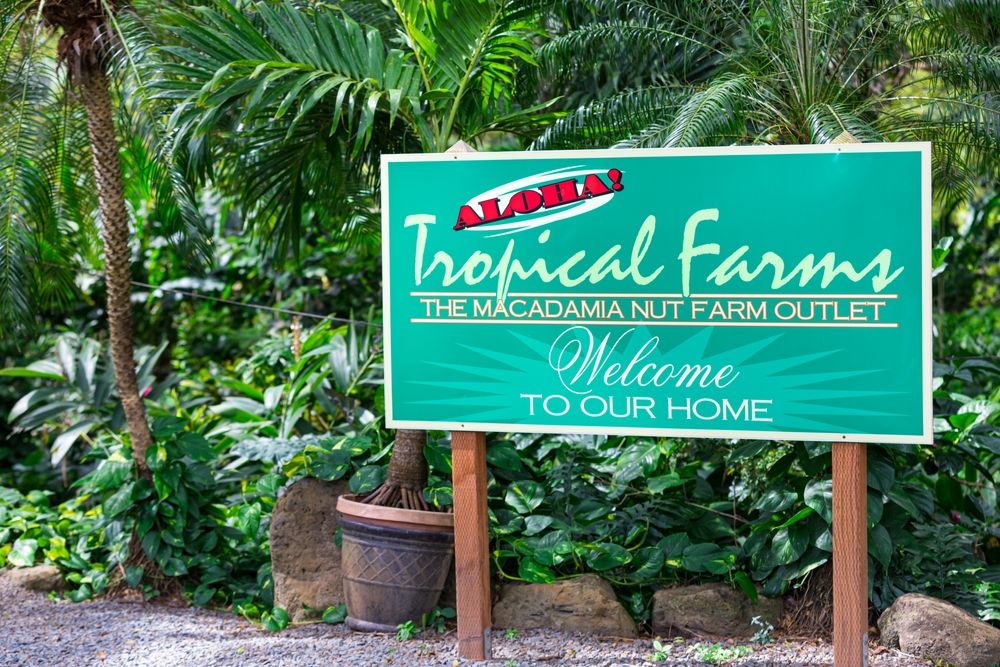 Welcome sign of Tropical Farms