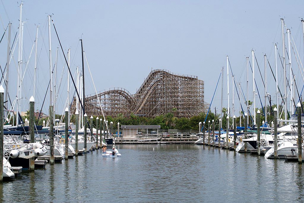 Boats docked on Kemah Boardwalk Marina