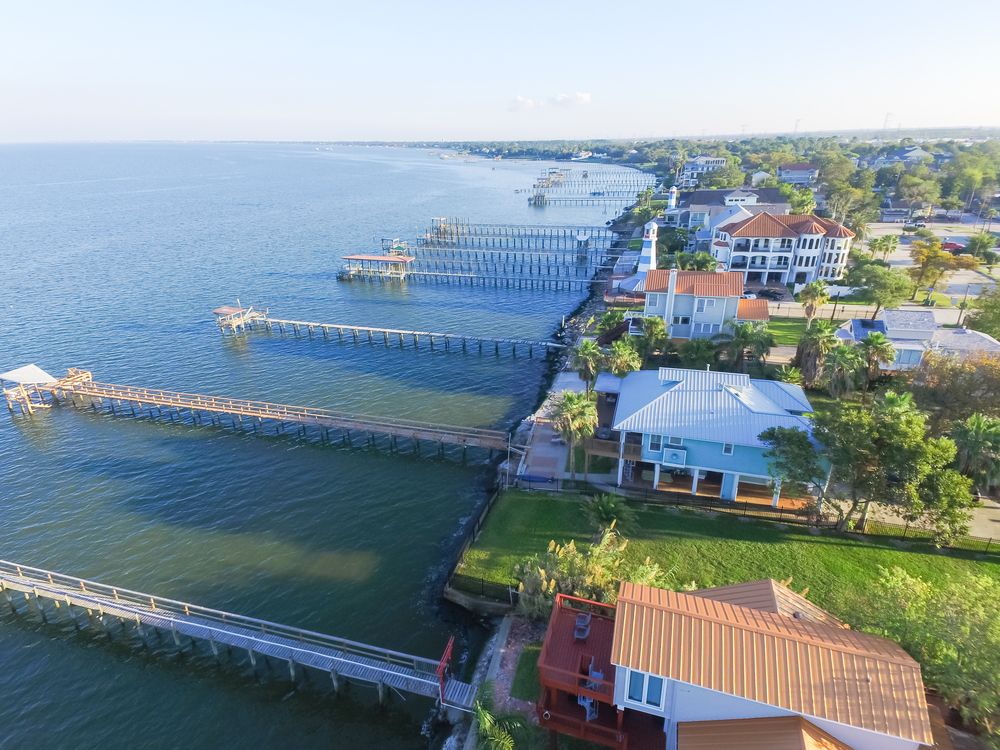 Aerial view of Kemah Lighthouse District