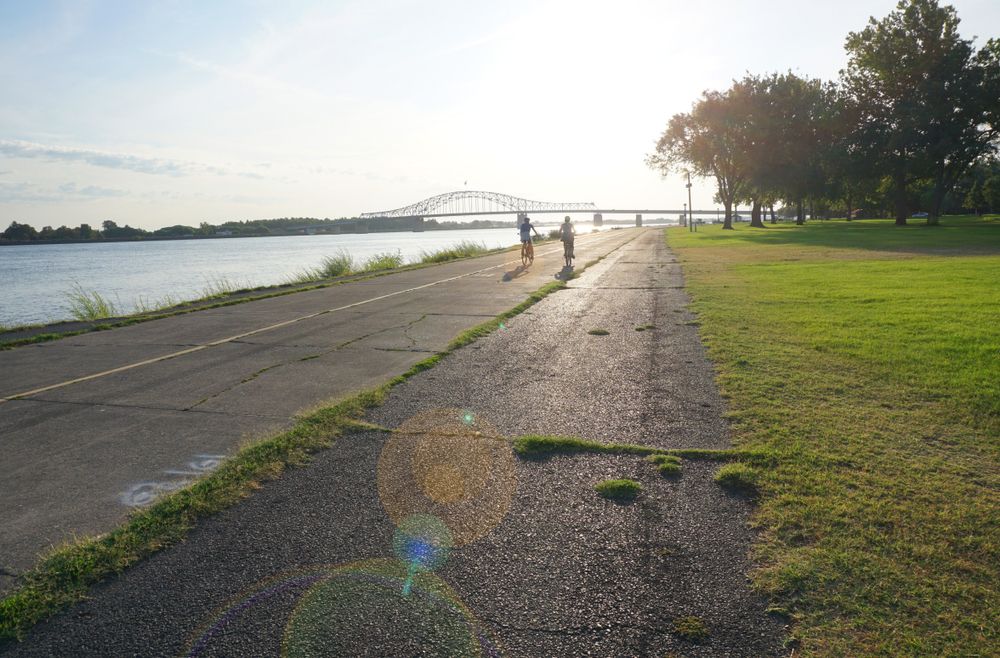 The sun shining down on Columbia Park.