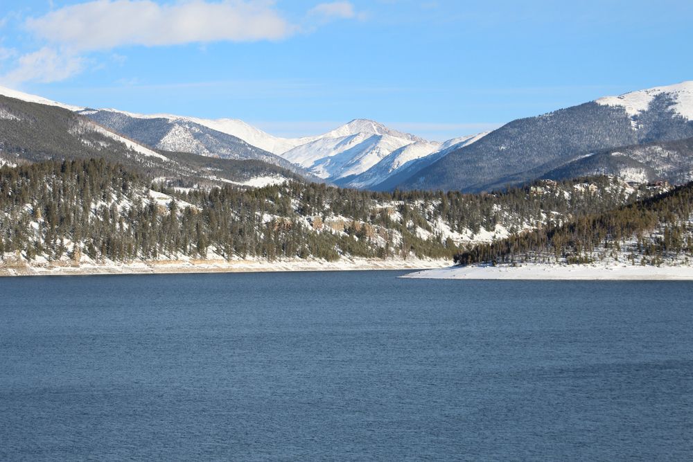 View of the Loveland Pass from across the lake