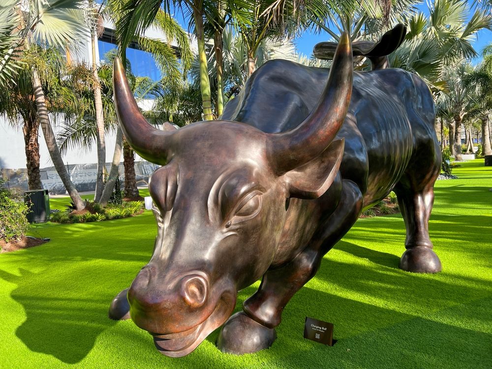 Bull sculpture at Lake Nona Sculpture Garden