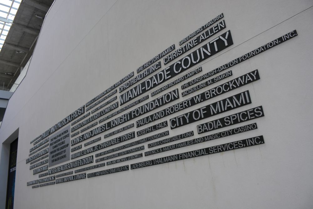Wall of names in the Patricia and Phillip Frost Art Museum