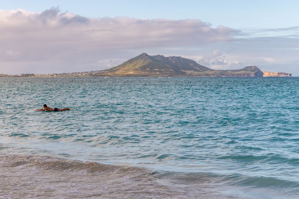 Body-surfing at Kailua Beach Park