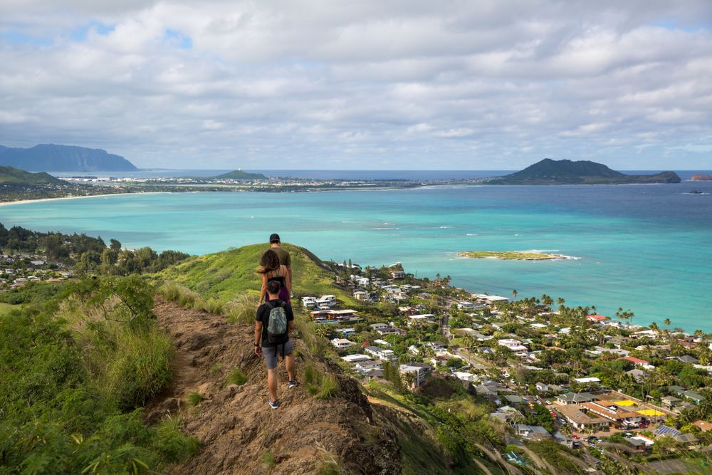 Hikers at Lanikai Pillbox