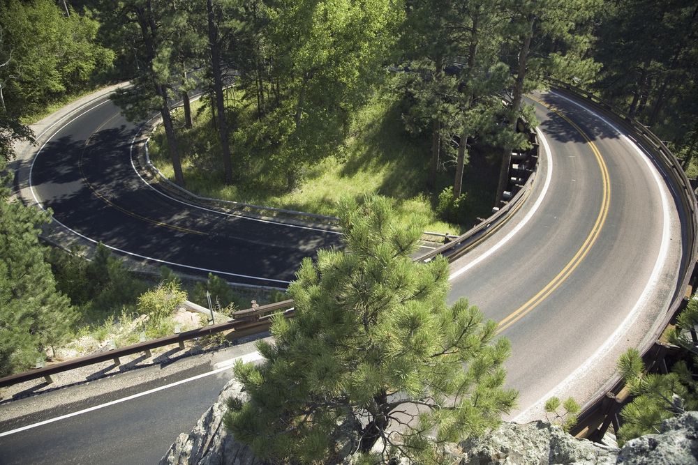 Circular loop of Iron Mountain Road