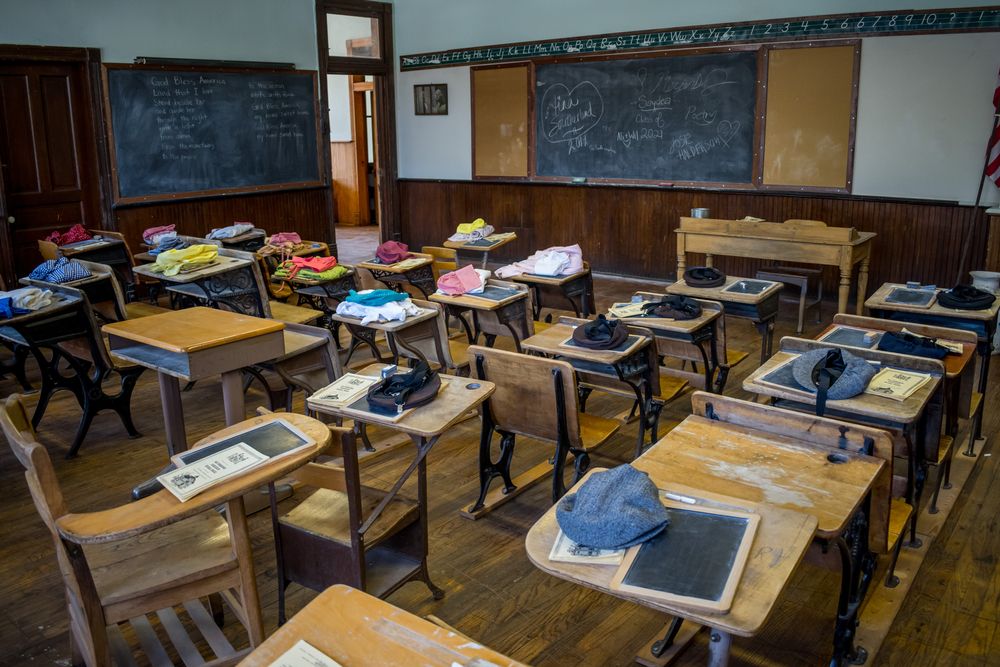 School furniture in Keystone Historical Museum