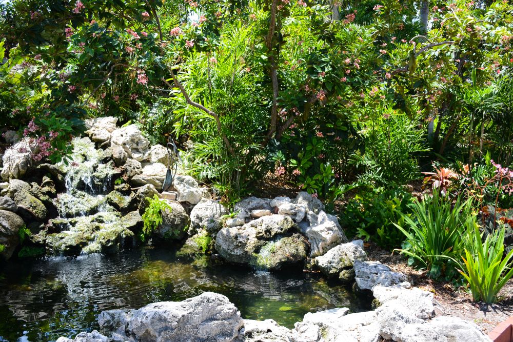 A small waterfall at Key West Garden Club
