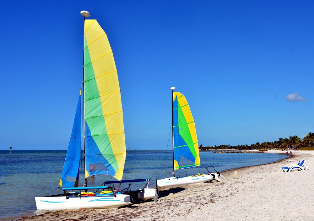 Sailboats docked at Smathers Beach