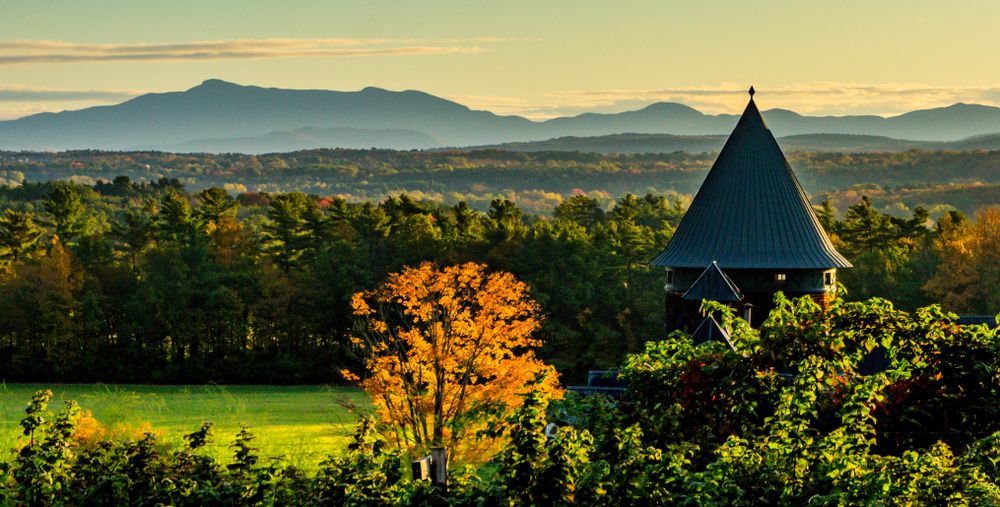 Aerial view of Shelburne Farms