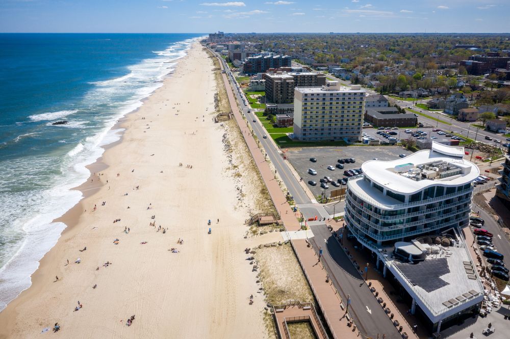 Aerial view of Long Branch Beach & Boardwalk