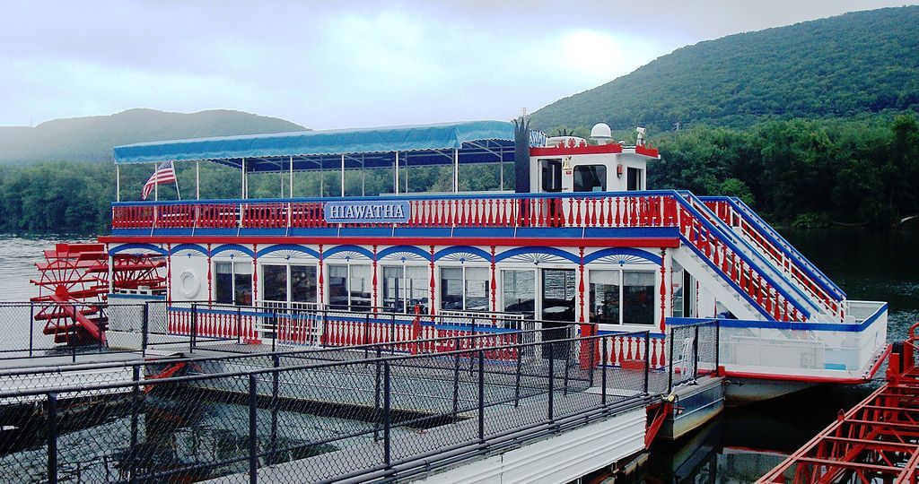 View of a docked Hiawatha Paddlewheel Riverboat