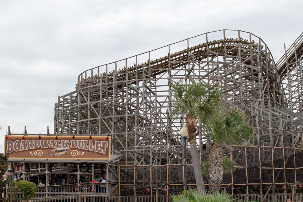 Wooden rollercoaster at Kemah Boardwalk