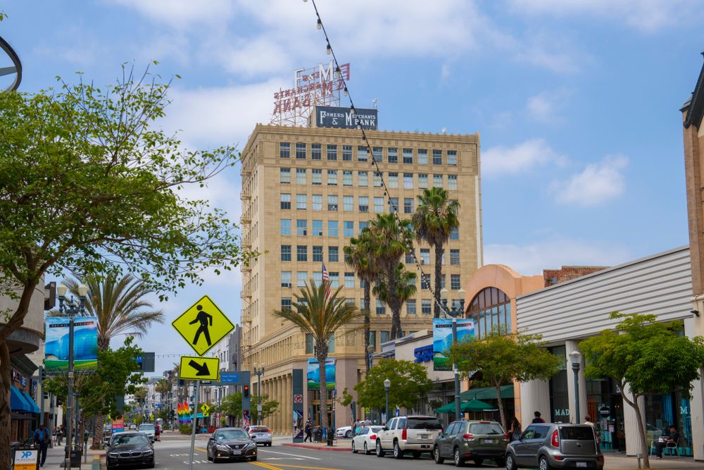 Buildings along Pine Avenue