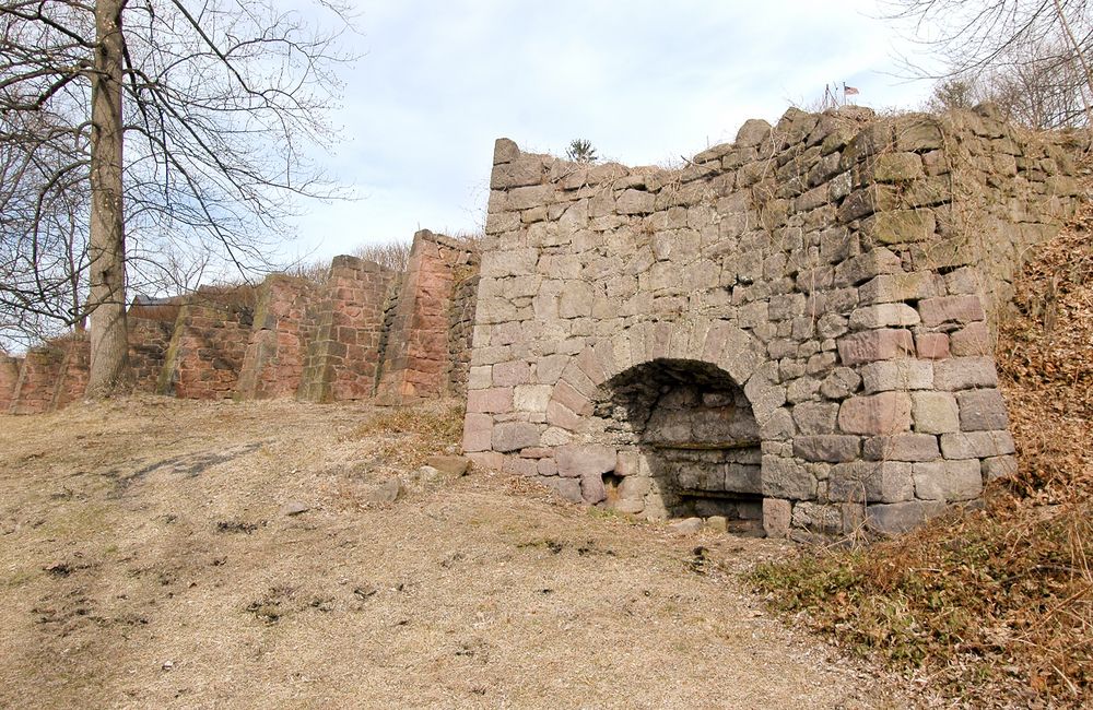 A stone furnace on the grounds of Cornwall Iron Furnace