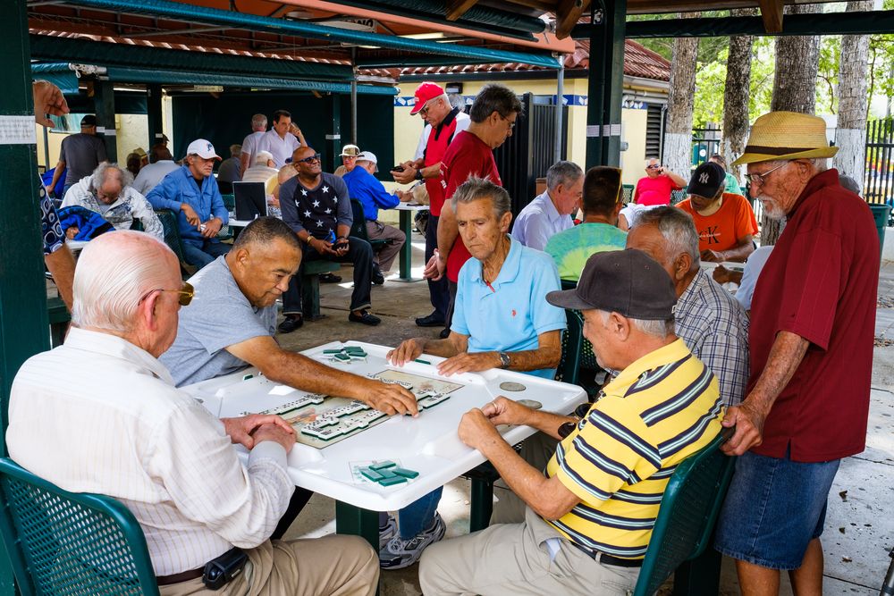 Men playing a game at Domino Park
