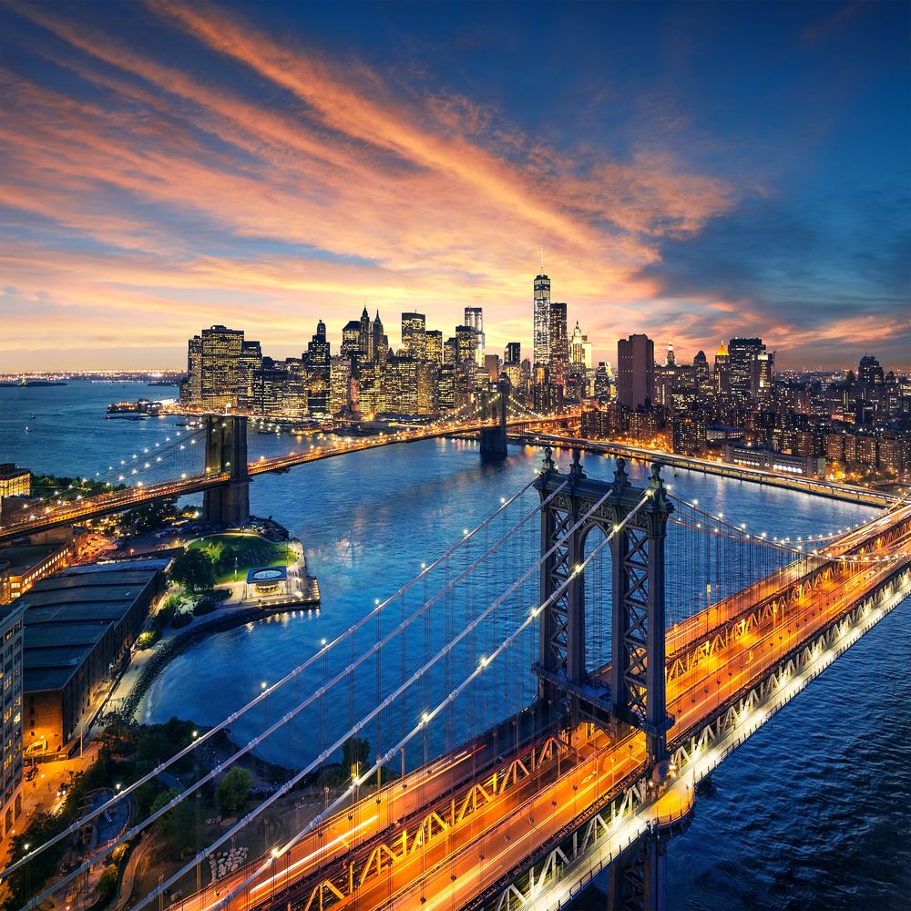 Aerial view of the Brooklyn Bridge