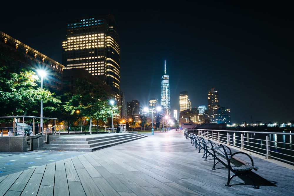 Hudson River Park at night