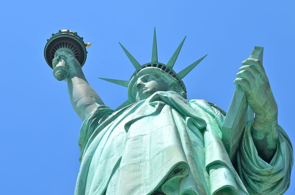 Close view of the Statue of Liberty