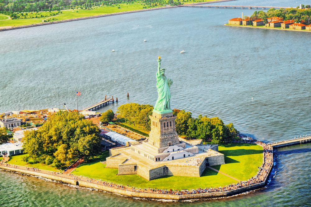 Aerial view of the Statue of Liberty