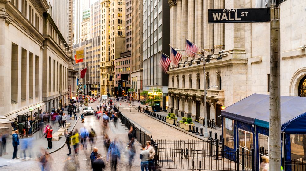 People touring around Wall Street