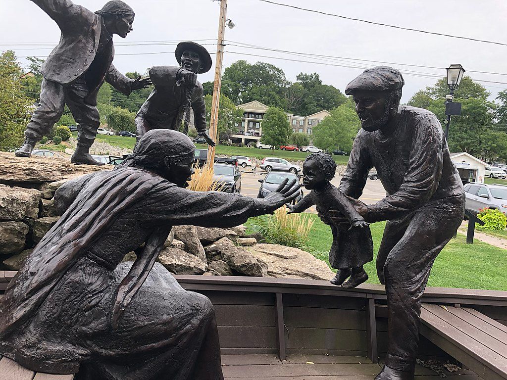 Close view of the Freedom Crossing Monument