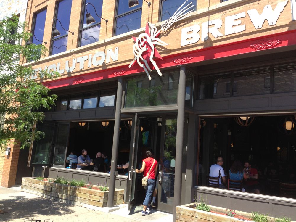 Exterior and entrance of Revolution Brewing - Brewpub.