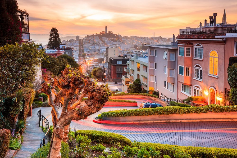 Scenic view of Lombard Street