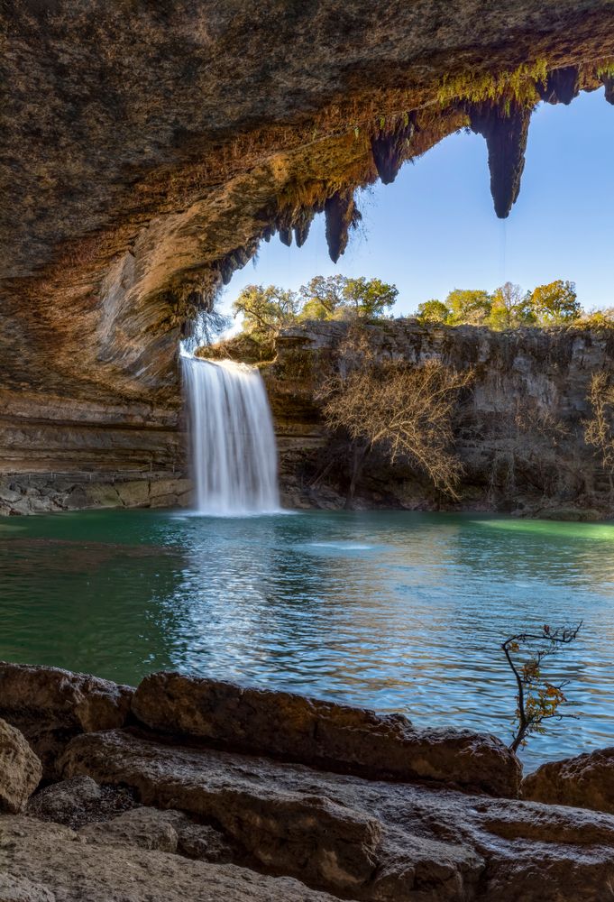 A waterfall at Hamilton Pool Preserve