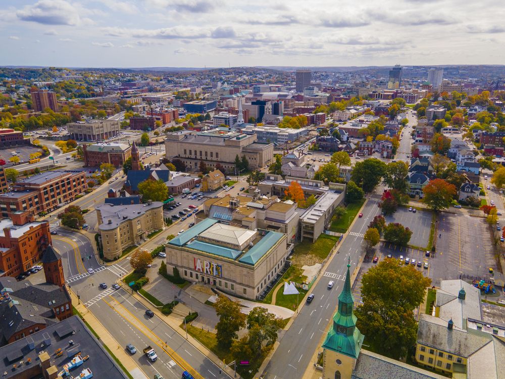 Aerial view of Worcester Art Museum
