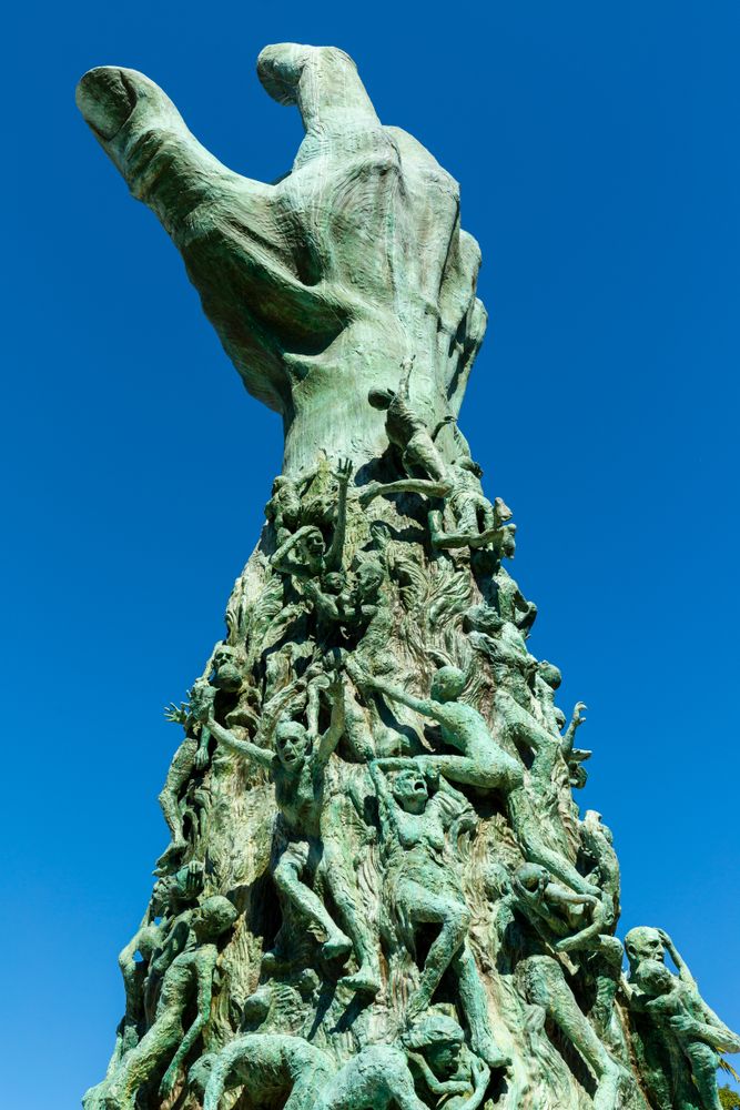 Closeup view of the Holocaust Memorial