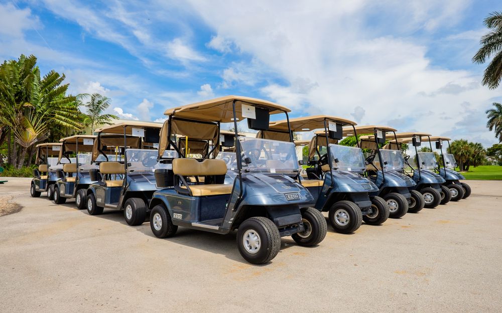 Line up golf carts at Miami Beach Golf Club