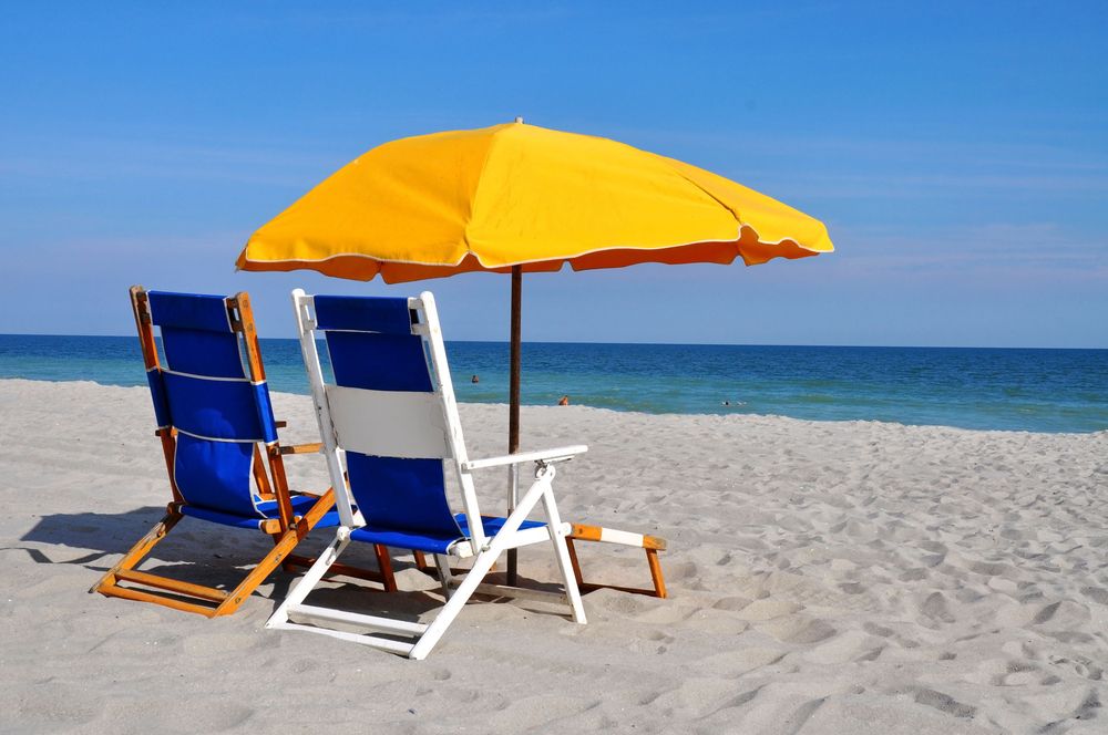 Beach umbrella and chairs at Myrtle Beach