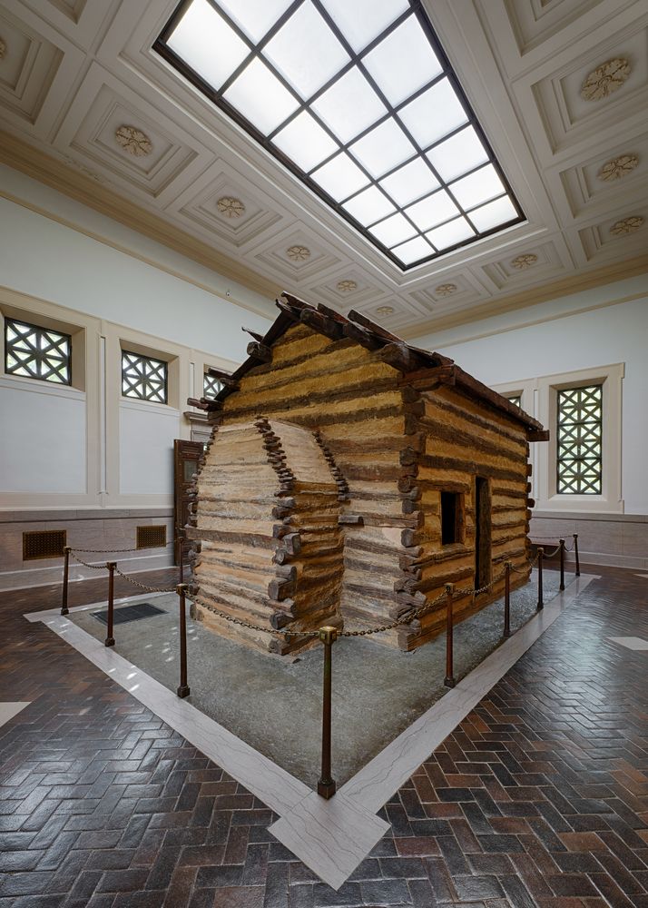 Log cabin displayed in Abraham Lincoln Birthplace National Historical Park