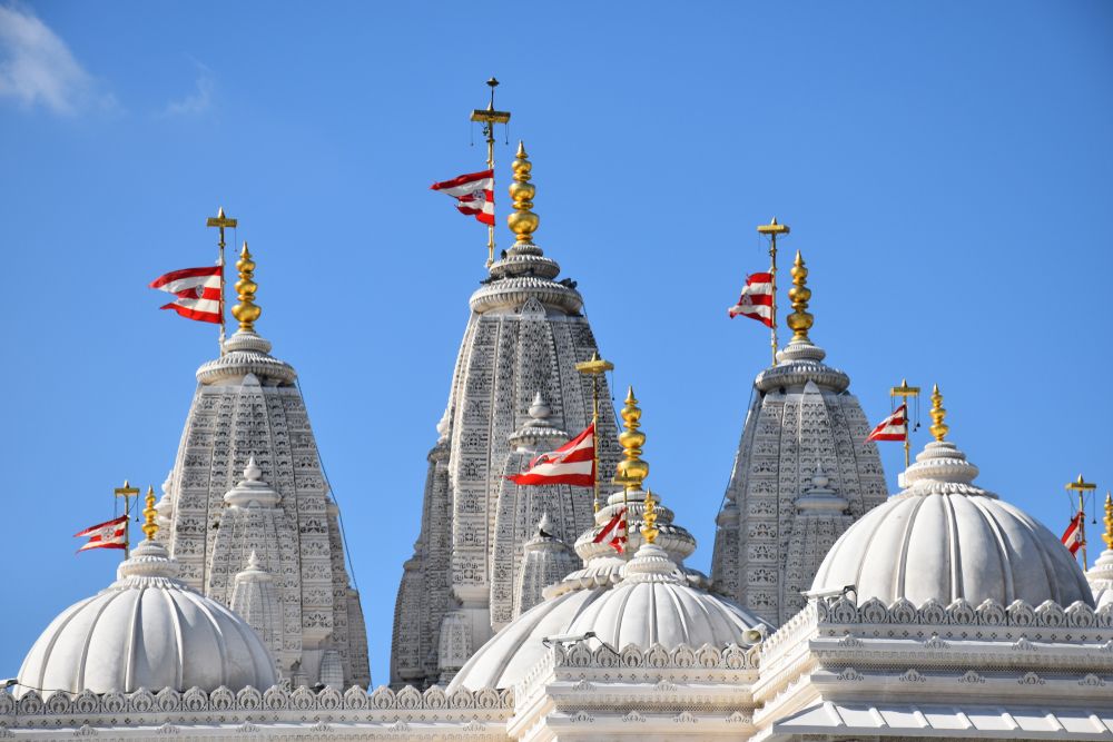 Top part of the BAPS Shri Swaminarayan Mandir of Houston