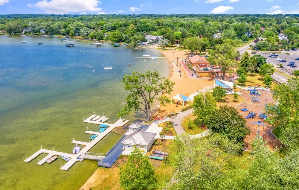 Aerial view of Crystal Lake Main Beach