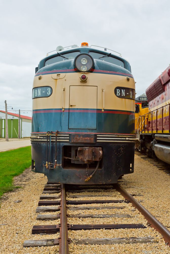 Front view of a train at Illinois Railway Museum