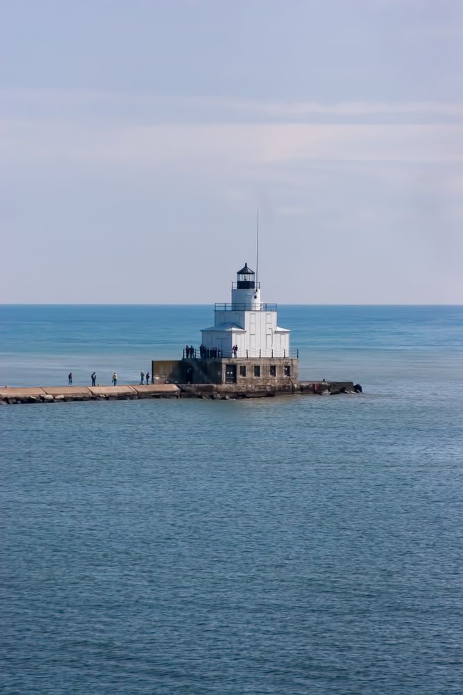 Far view of the Manitowoc Breakwater Lighthouse
