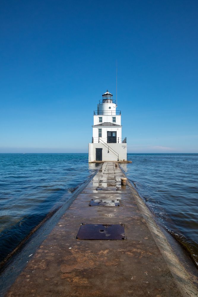 Pier leading to Manitowoc Breakwater Lighthouse's entrance