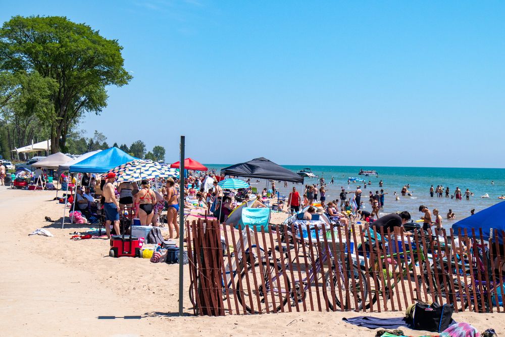 People enjoying the sun at Neshotah Park