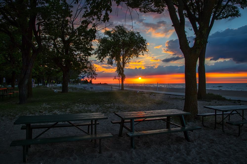 Picnic tables at Neshotah Park